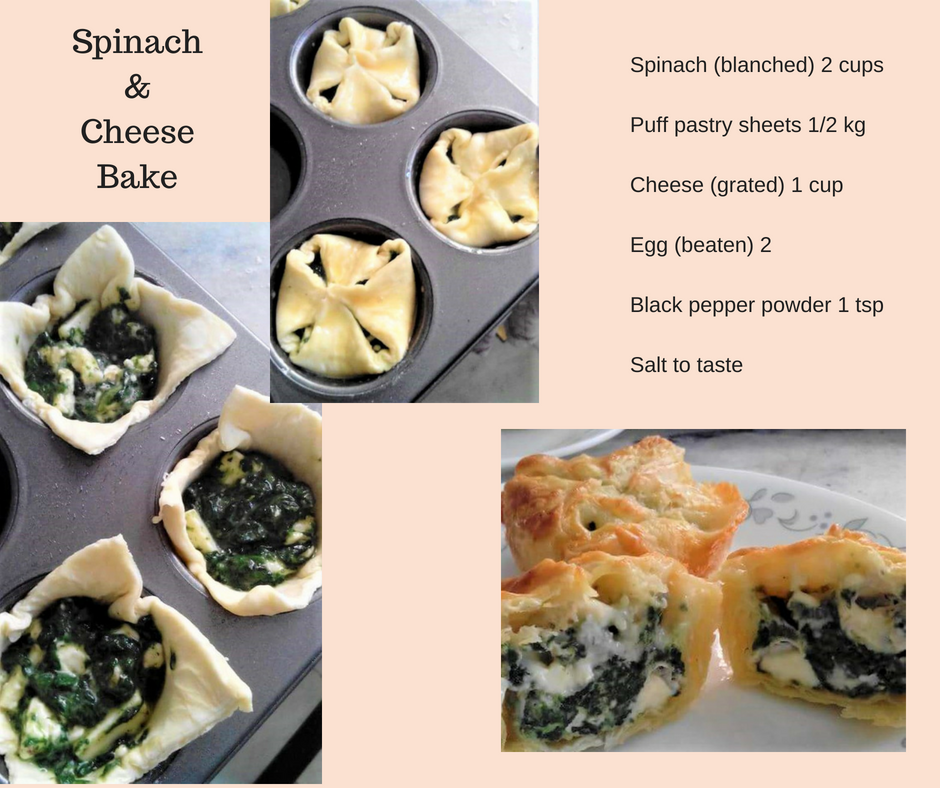 Spinach and cheese bake bake, spinach and cheese blossoms