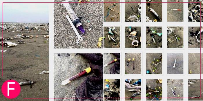 the medical waste at Clifton beach Karachi