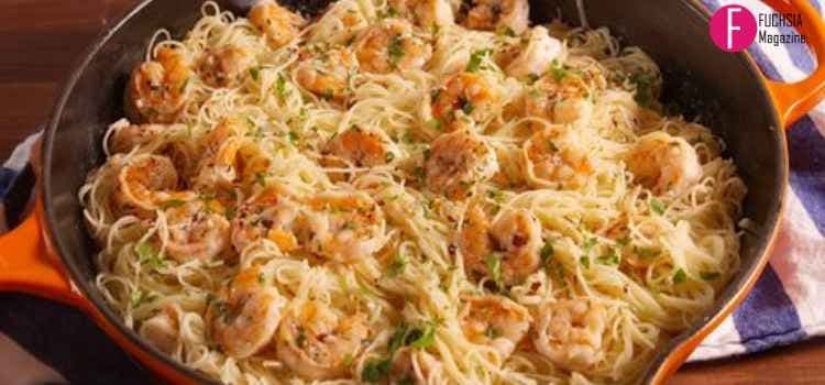 Spicy pasta, garlic, chili flakes, shrimps, delicious, pasta, spaghetti, hot