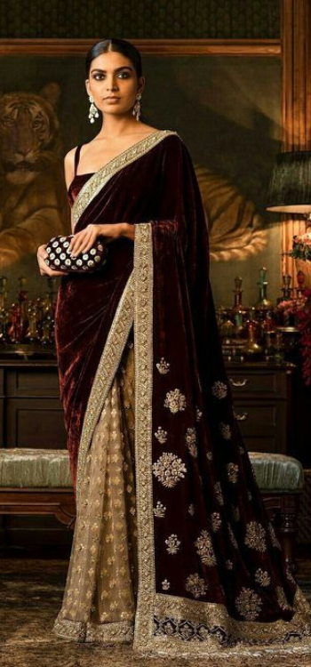 velvet saree 