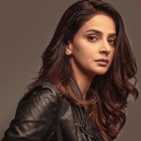saba Qamar, Girl in black leather jacket