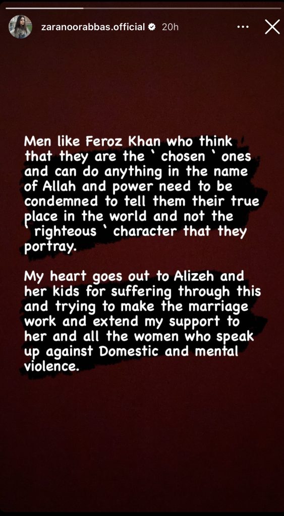 zara noor abbas speaks up against domestic violence
