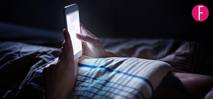 Mobile phone in the dark, bedtime,